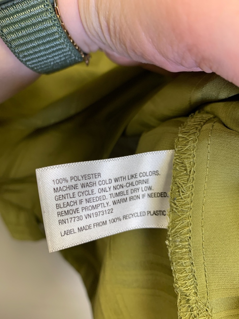 a new day Olive Green Short Sleeve Blouse with Subtle Plaid Texture - Picture 3 of 5